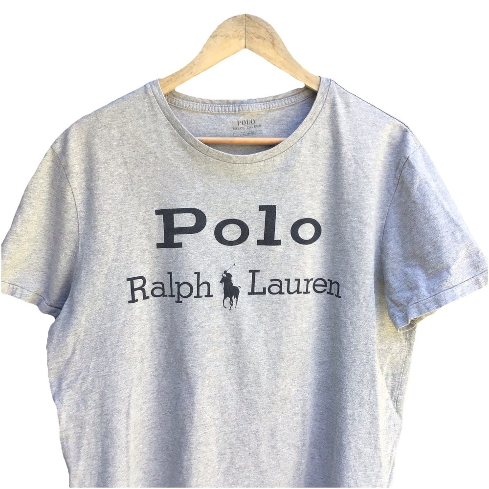 Polo Ralph Lauren Logo Graphic T-Shirt Gray 100% Cotton Men's Large L